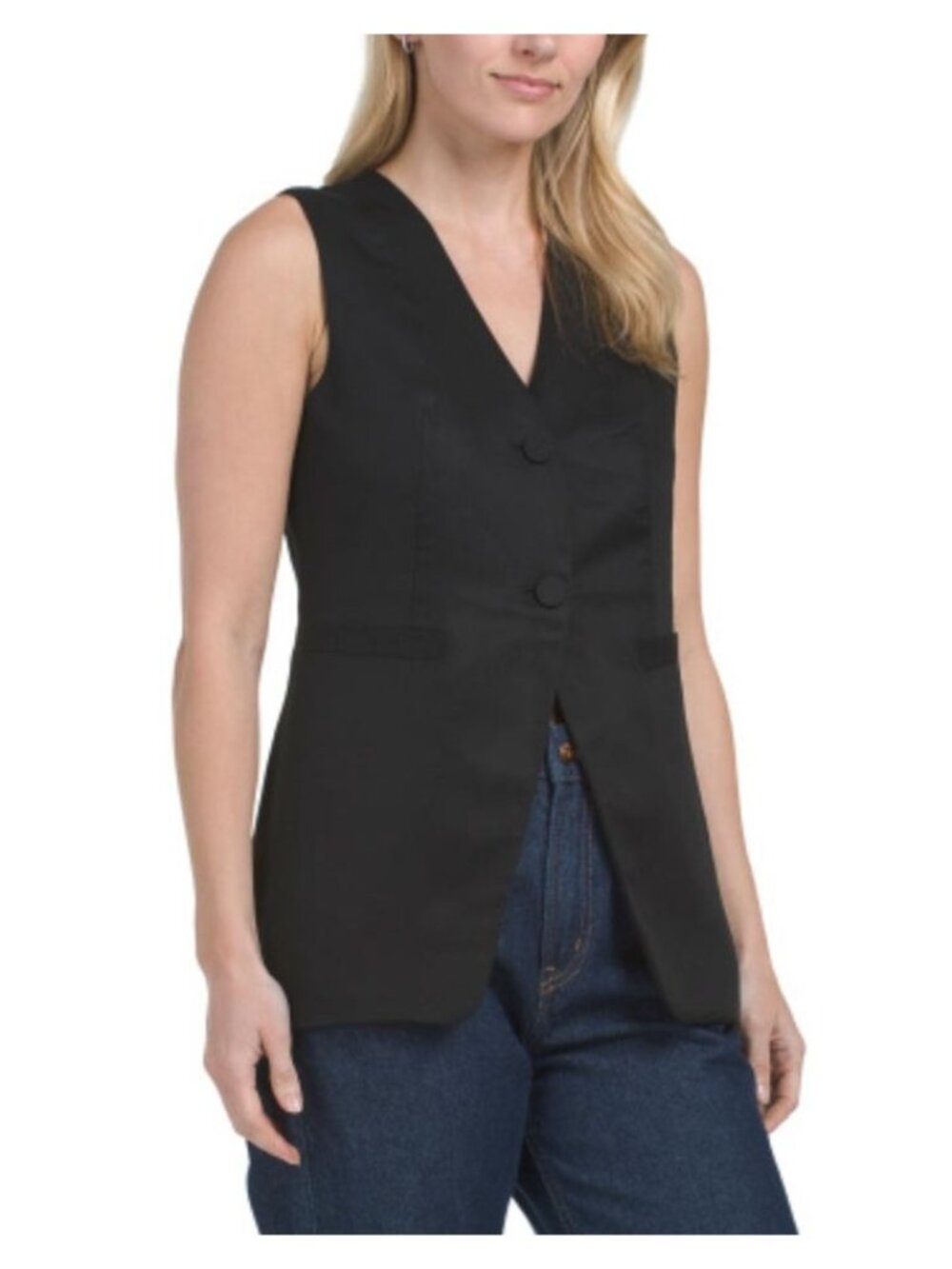 Christian Lacriox Waistcoat Vest Black 2 Button V-Neck Mid-Length medium